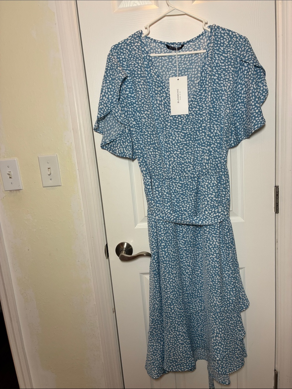 BloomChic Sky Blue & White Dot Midi Dress - Picture 2 of 9